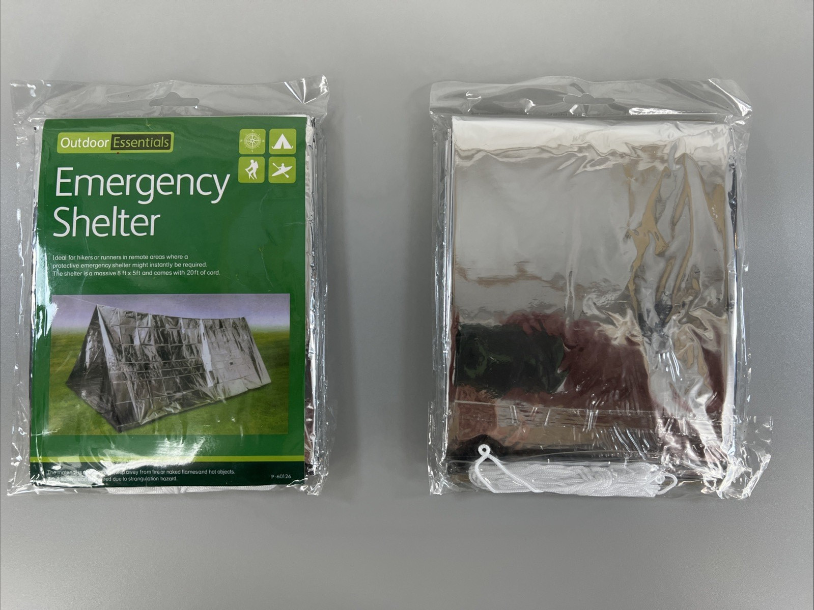 Emergency Shelter by Outdoor Essentials – 8’x5′ w/20′ of Cordage – 2 Count – New