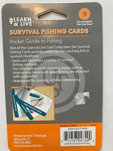 UST Learn & Live SURVIVAL FISHING Cards PLUS BUG OUT BAG Cards – NEW