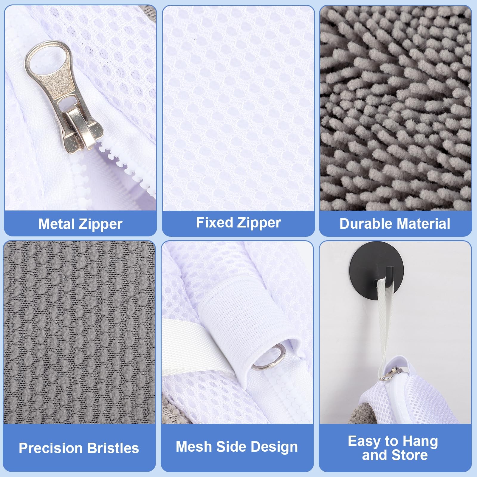 Shoe Washing Machine Bags, 2 PCS Bag for 16 x 8 Inch, Grey+White