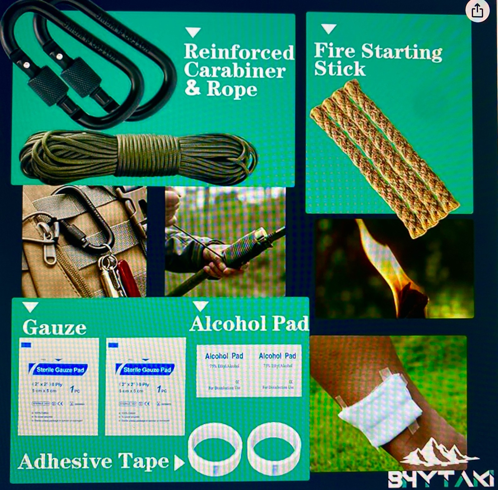 BHYTAKI SURVIVAL KIT 37 In 1 ~ Emergency Survival Kit for the Outdoors ~ New