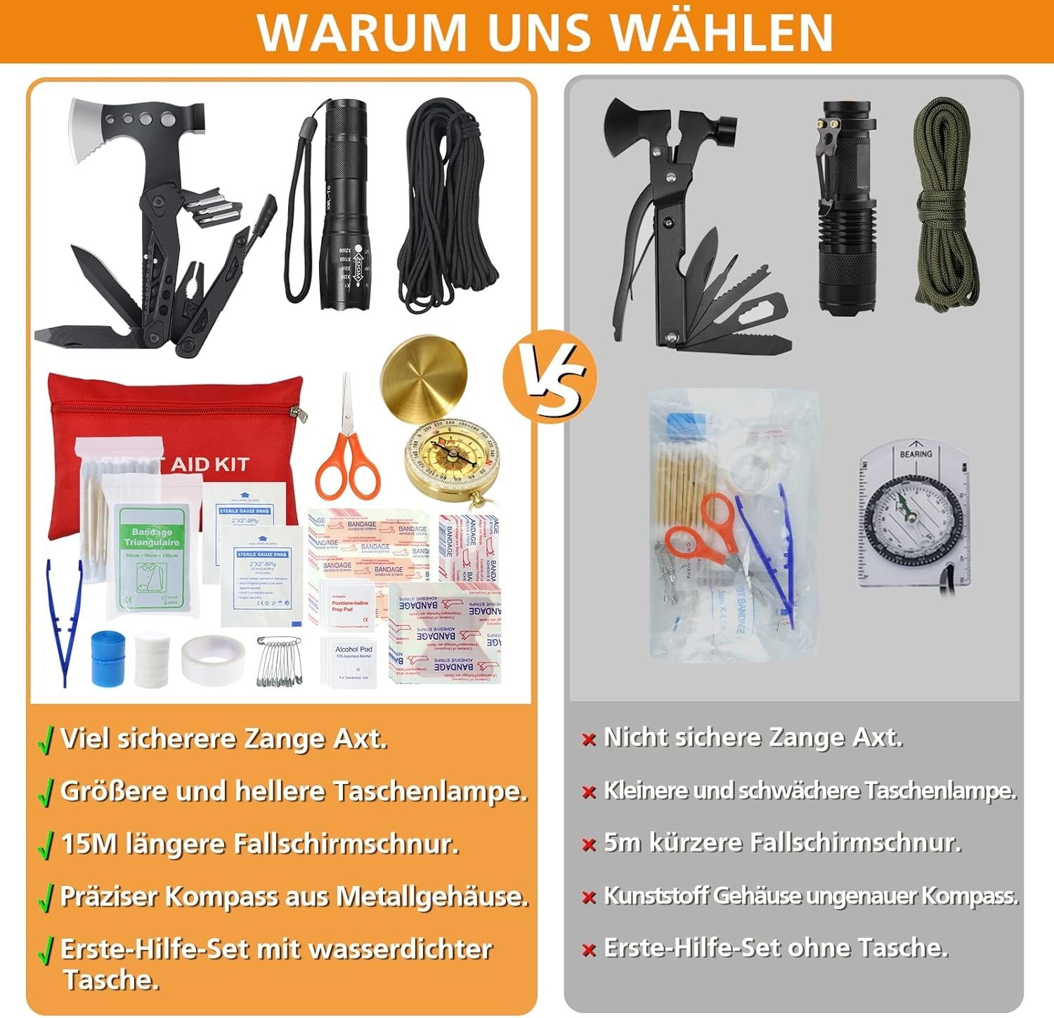 Outdoor Emergency Survival Kit with First Aid Kit, Survival Equipment with Multi…