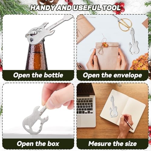 12 Pcs Credit Card Tool Novelty Stocking Stuffer Wallet Silver Guitar