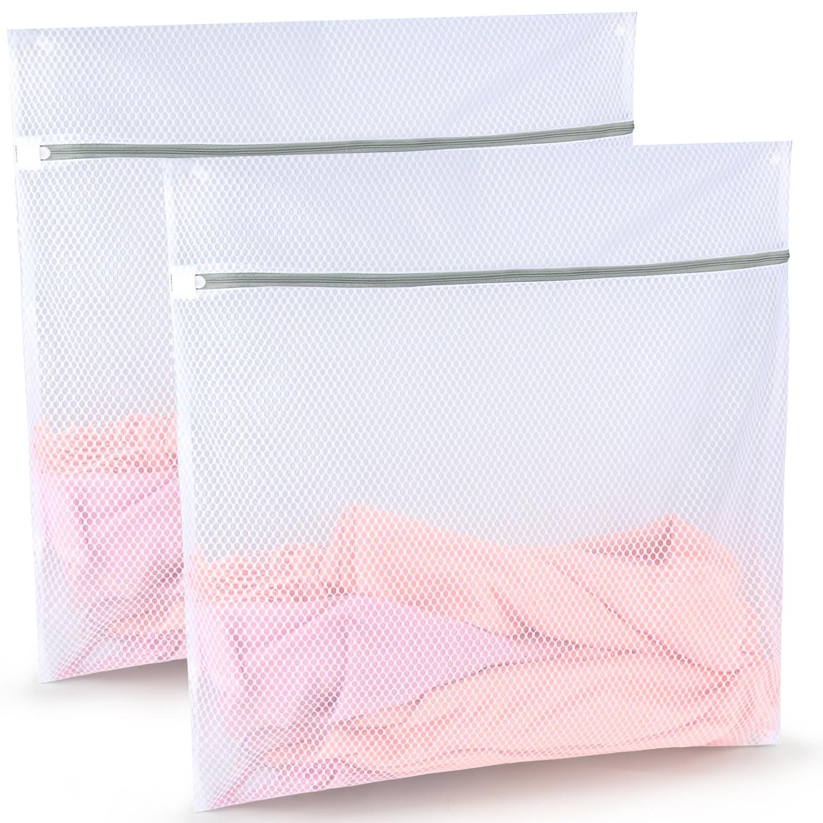 Tenn Well Durable Honeycomb Mesh Laundry Bags, 2 XX-Large 24″ x 24″, White