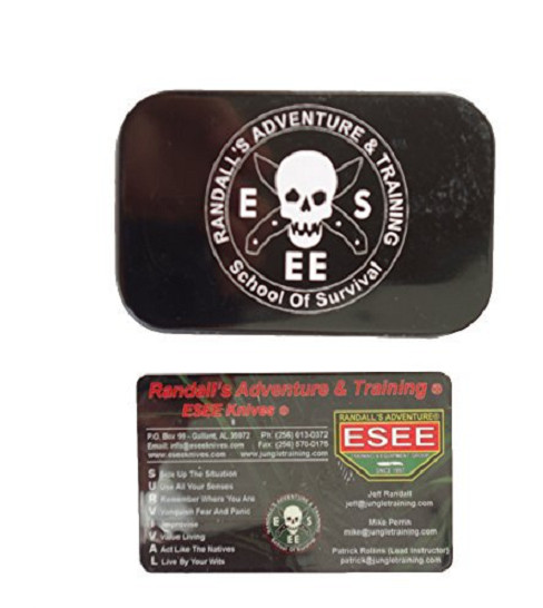 ESEE Pocket Survival Kit Tin Dimensions 3.75″ x 2.25″ x .75″ Empty Tin Can 2284