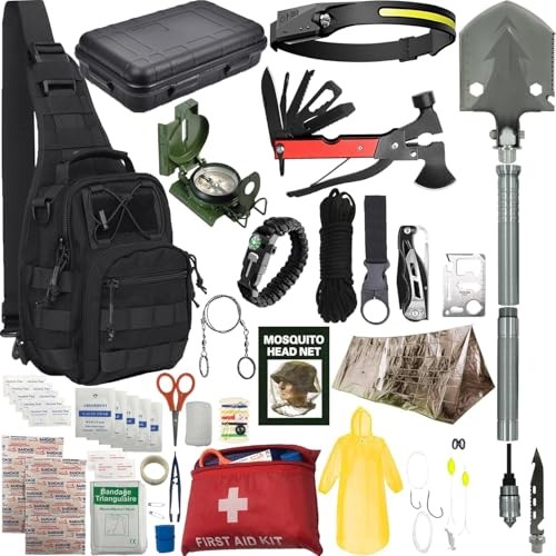 Survival Kit – All-in-One Survival Gear and Supplies for Black (Oxford Fabric)