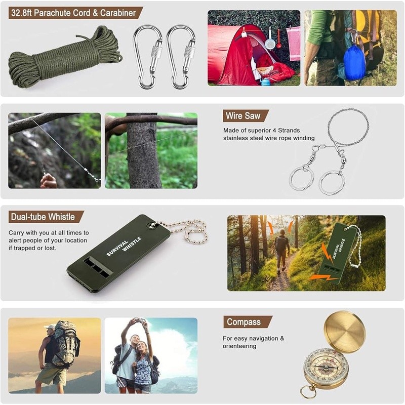 238Pcs Emergency Survival Kit and First Aid Kit Professional Survival Gear Tool