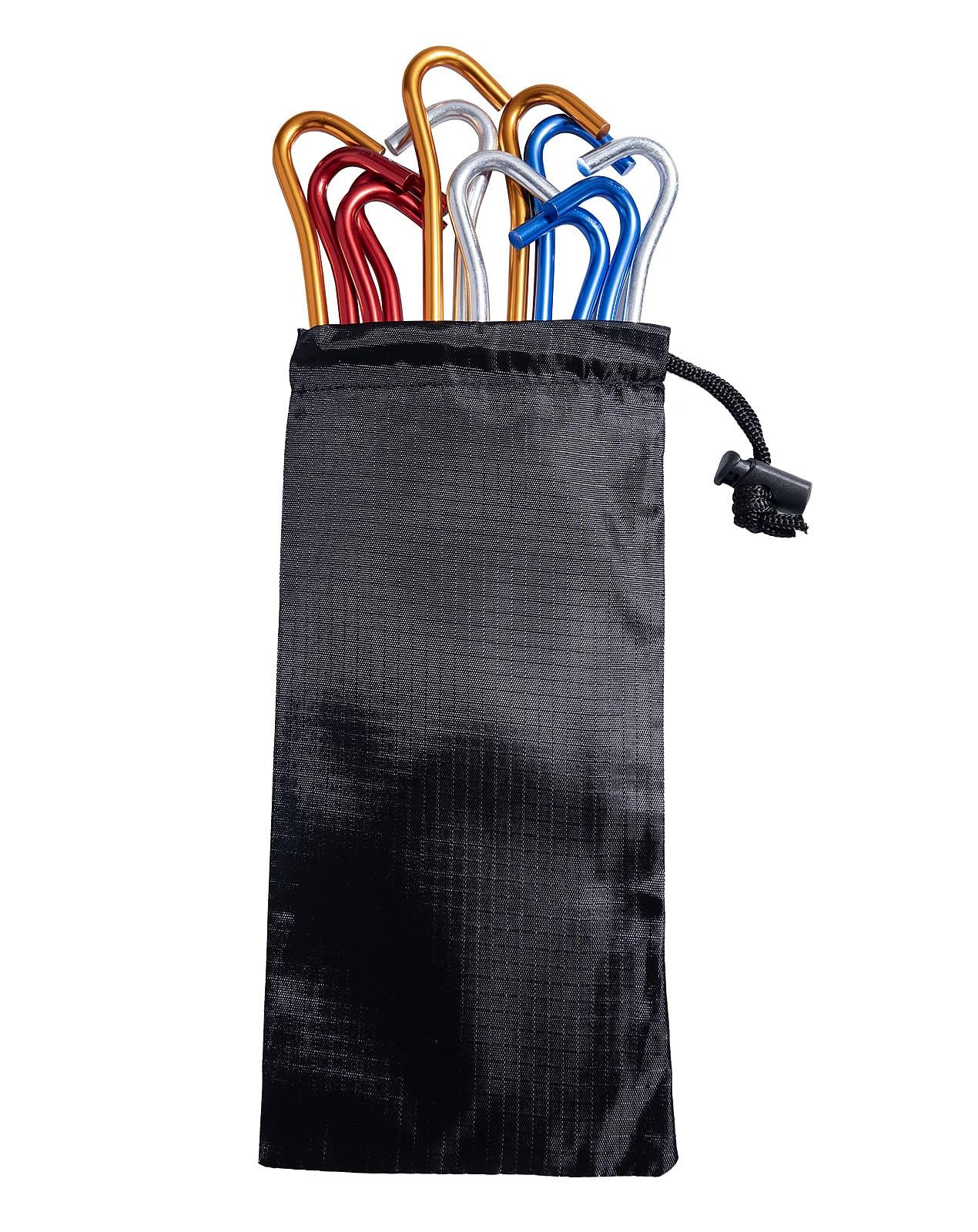GOTTE 12 PCS Metal Tent Stakes Pegs with Hook for Red, Blue, Gold