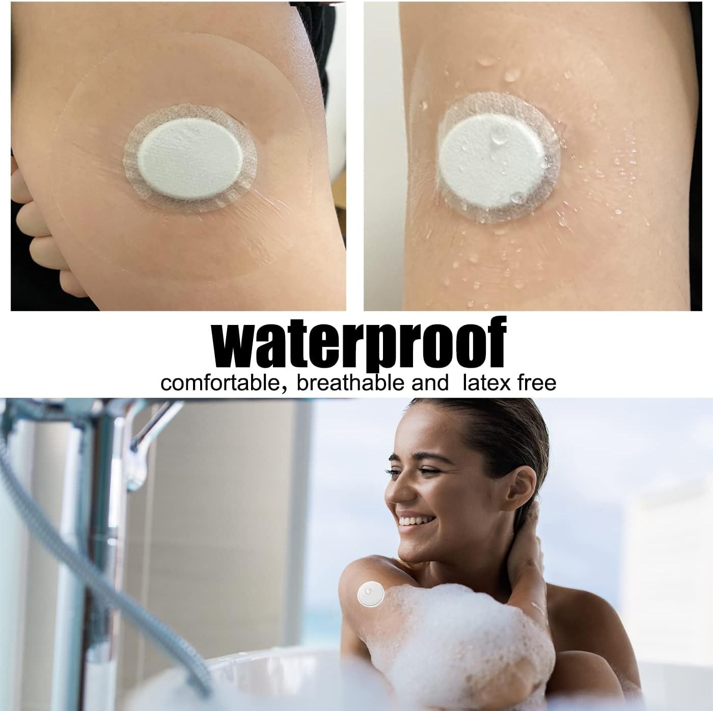50 PCS Freestyle Sensor Covers for Libre 3-Adhesive Patches-Waterproof CGM Tap
