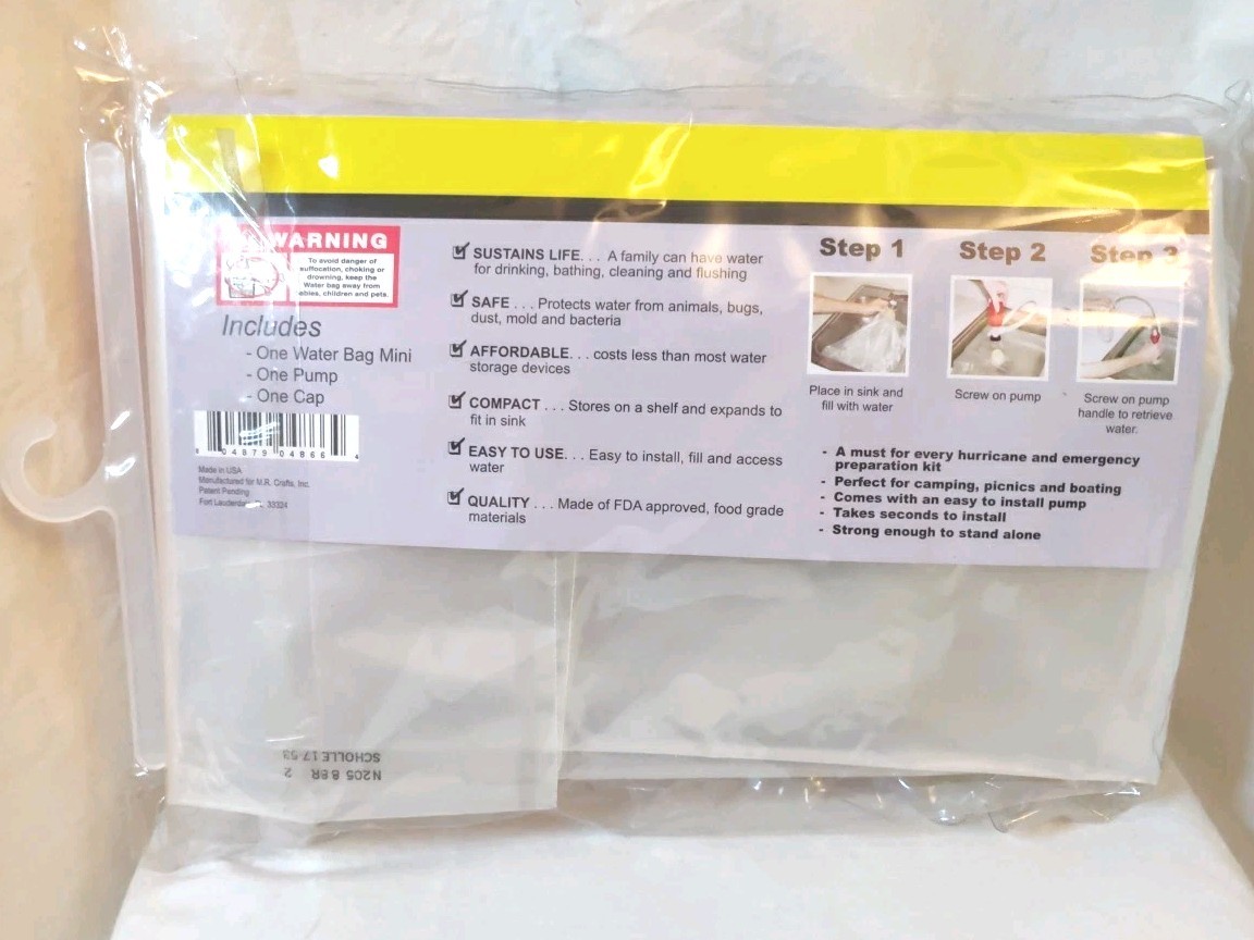 Watersafe Mini 5 Gallon Secures Emergency Water Supply Bag/Pump/Cap
