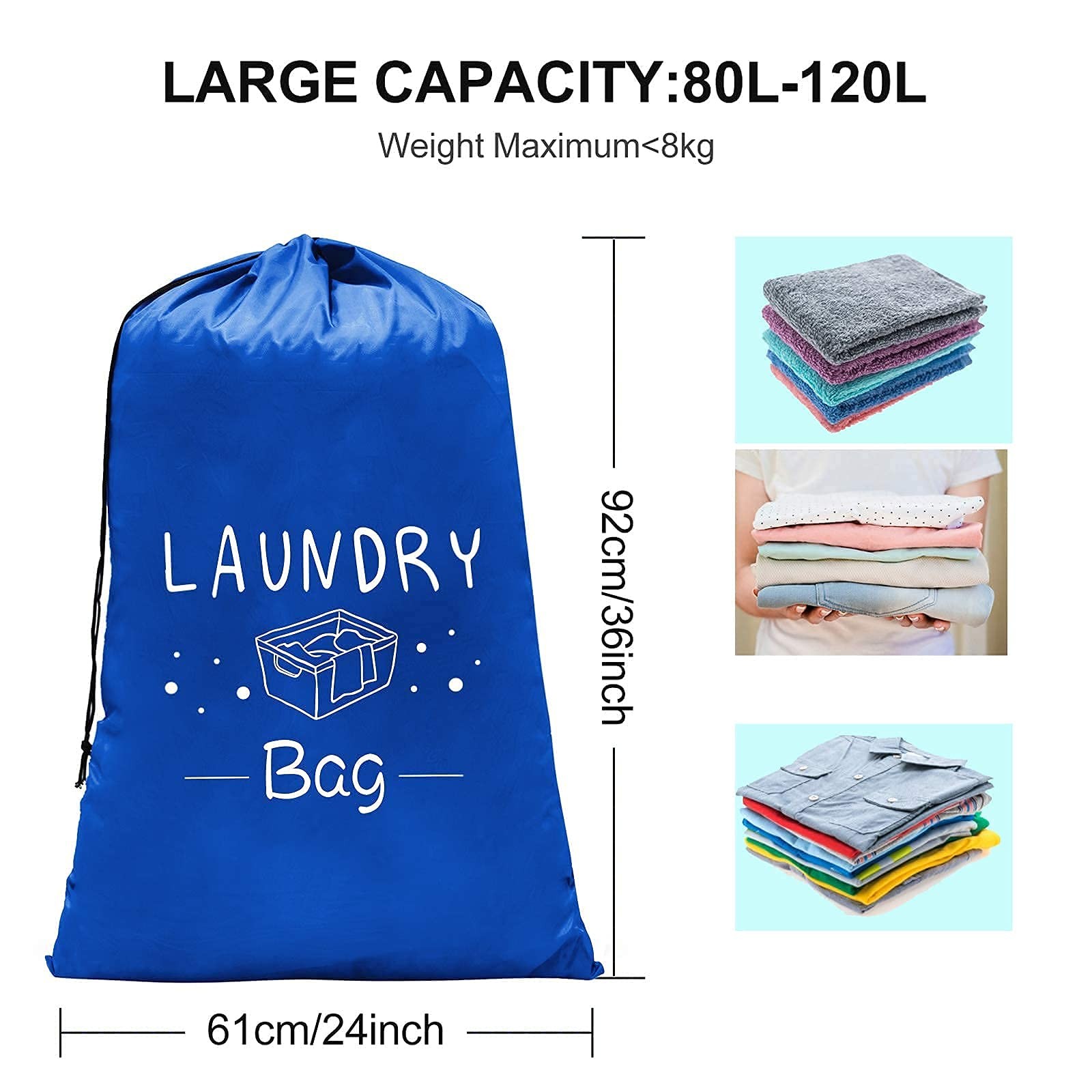 Sylfairy 2 Pack Extra Large Travel Laundry Bag, 24″ x x 36″, Navy+Black