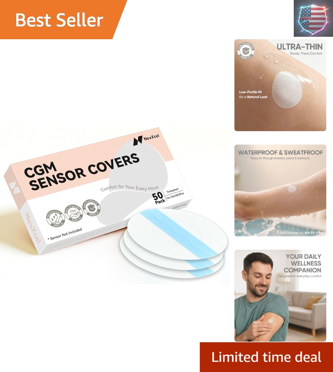 50 Pack Sensor Covers for Freestyle Libre 3 and 3 Plus – Waterproof Ultra-Thi…