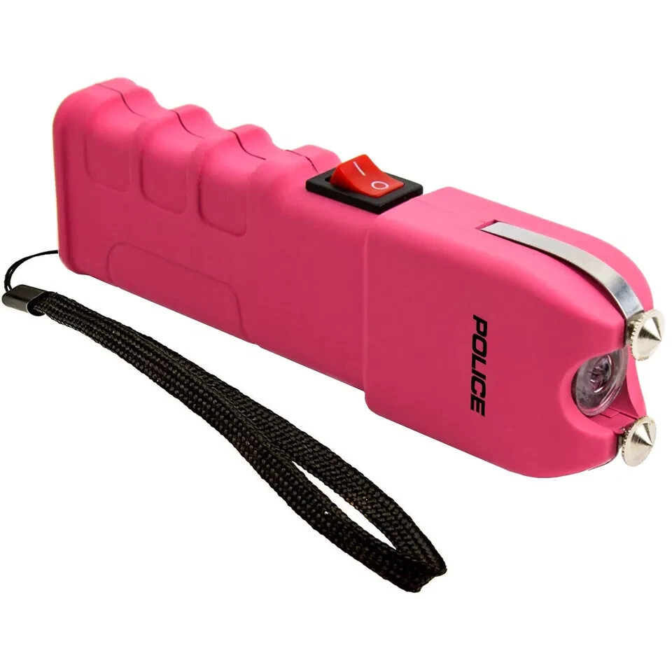 POLICE Stun Gun 928 Max Volt Heavy Duty Rechargeable LED Flashlight Pink