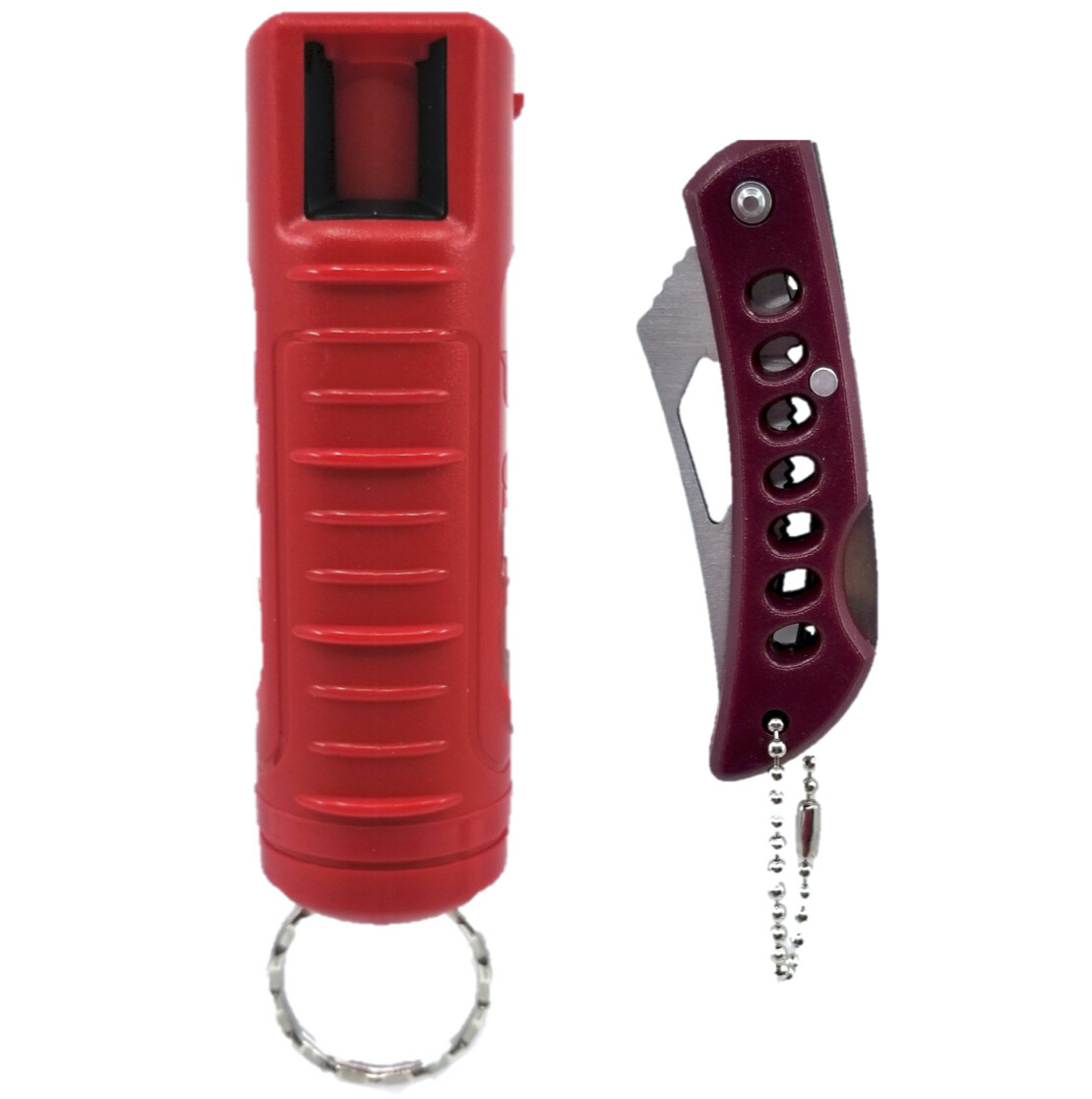 Police Magnum pepper spray .50oz red molded keychain pocket knife self defense