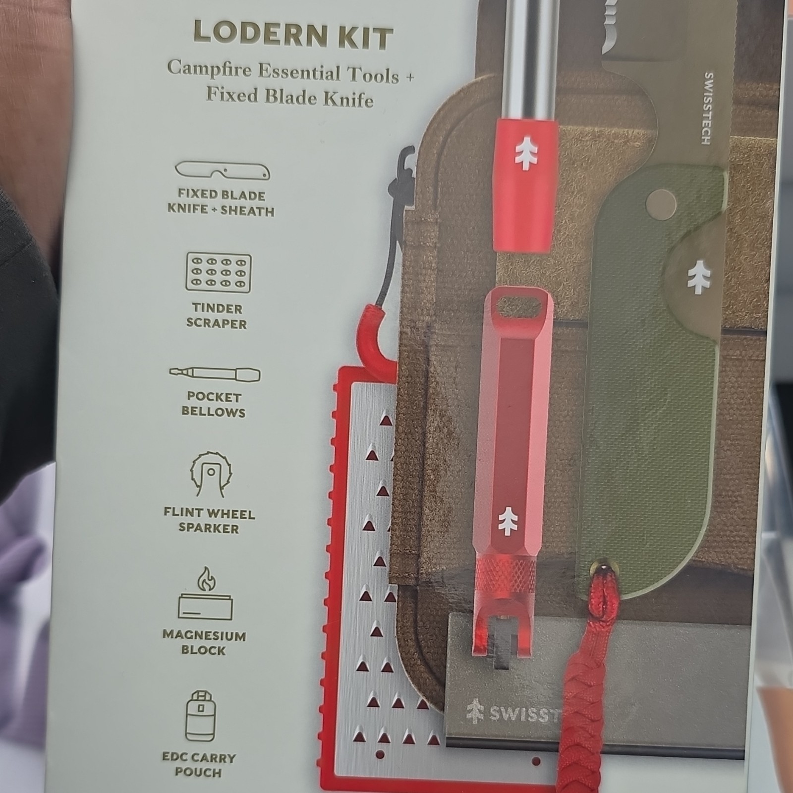 Swiss Tech Lodern Survival Kit Fixed Blade Knife & Magnesium Fire Starter Set