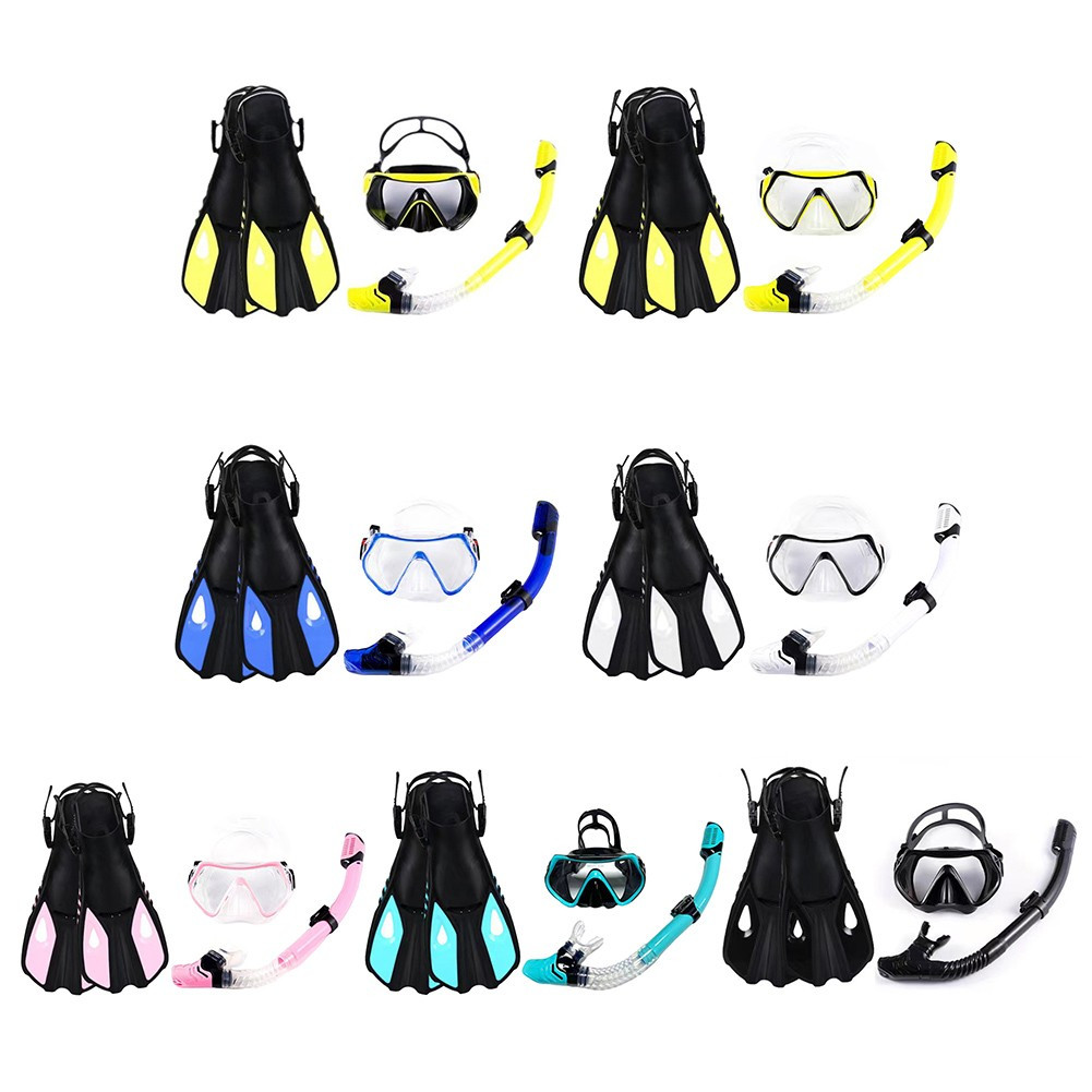 Snorkeling Set: Adjustable Mask, Dry Top Snorkel & Fins for Ultimate Comfort!