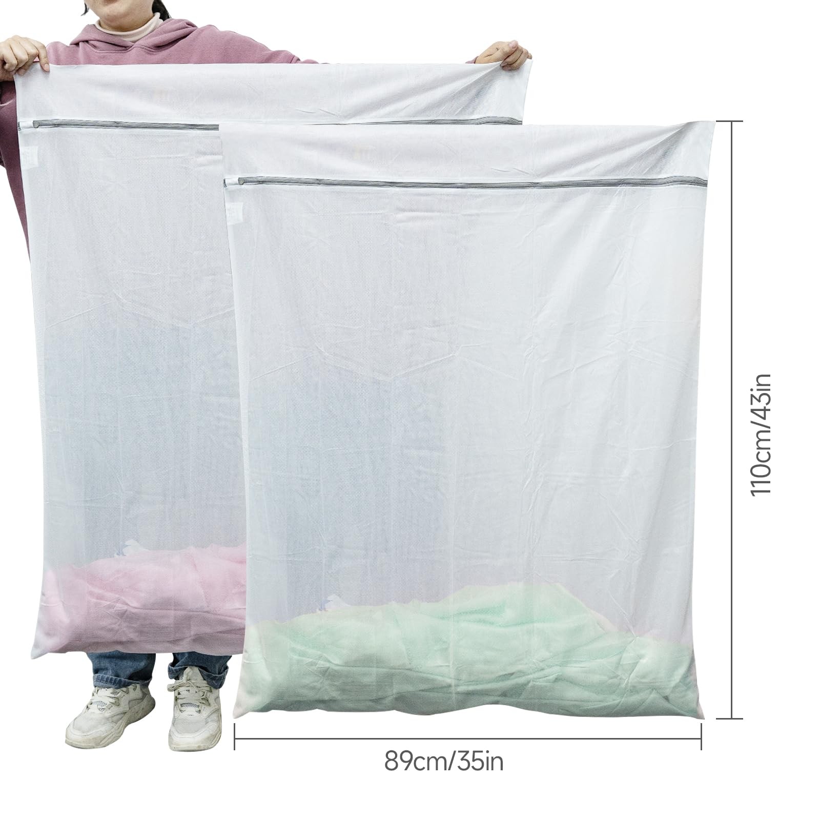 GOGOODA 2 Pack Extra Large Mesh Laundry Bag 43 2 Xxxxl Large, Fine White