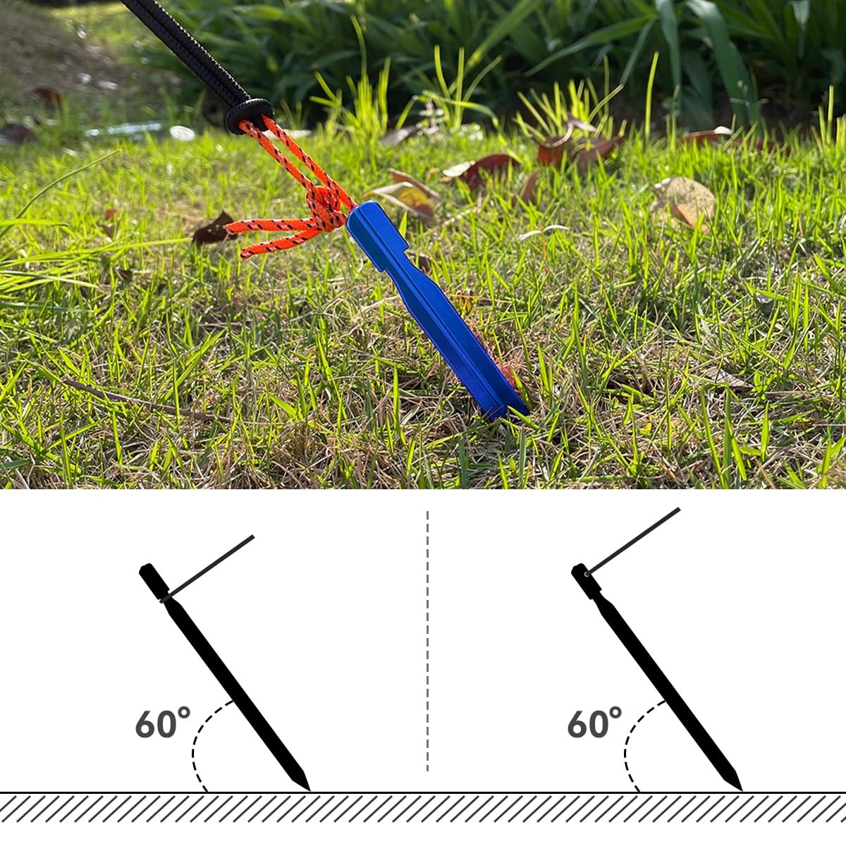 Keovoker 12 Pack Tent Stakes, 7-inch Ultralight Aluminum Ground Pegs Blue