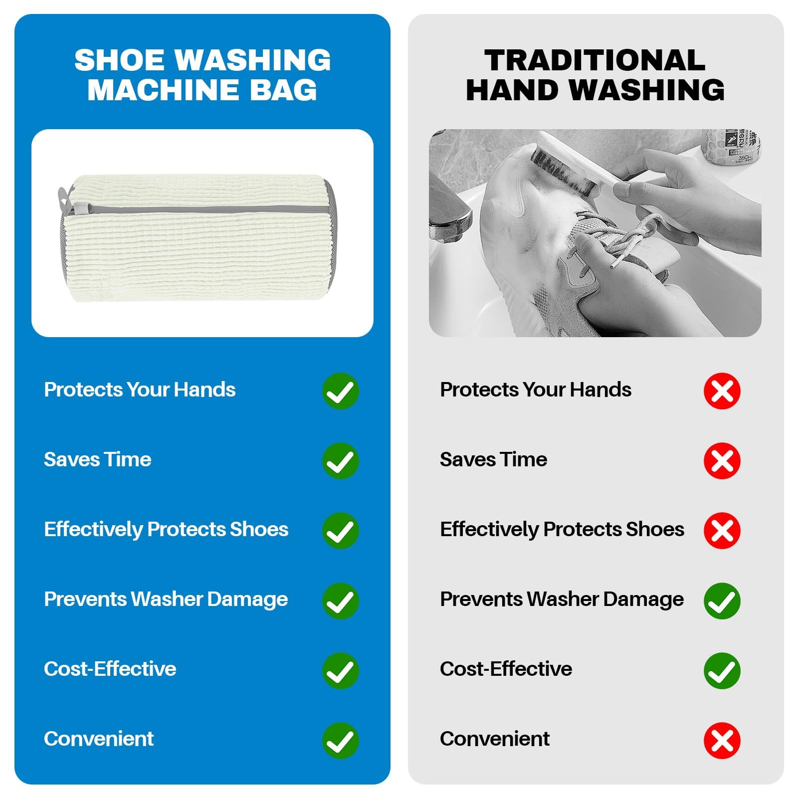 Shoe Washing Machine Bag: Laundry Bag for 7″L x 7″W x 15″H, Cream 2pcs