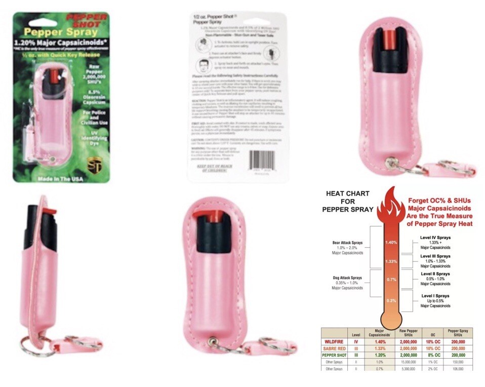 HOT Police pepper spray 1/2oz PINK Keychain magnum Safety LOCK Defense Security