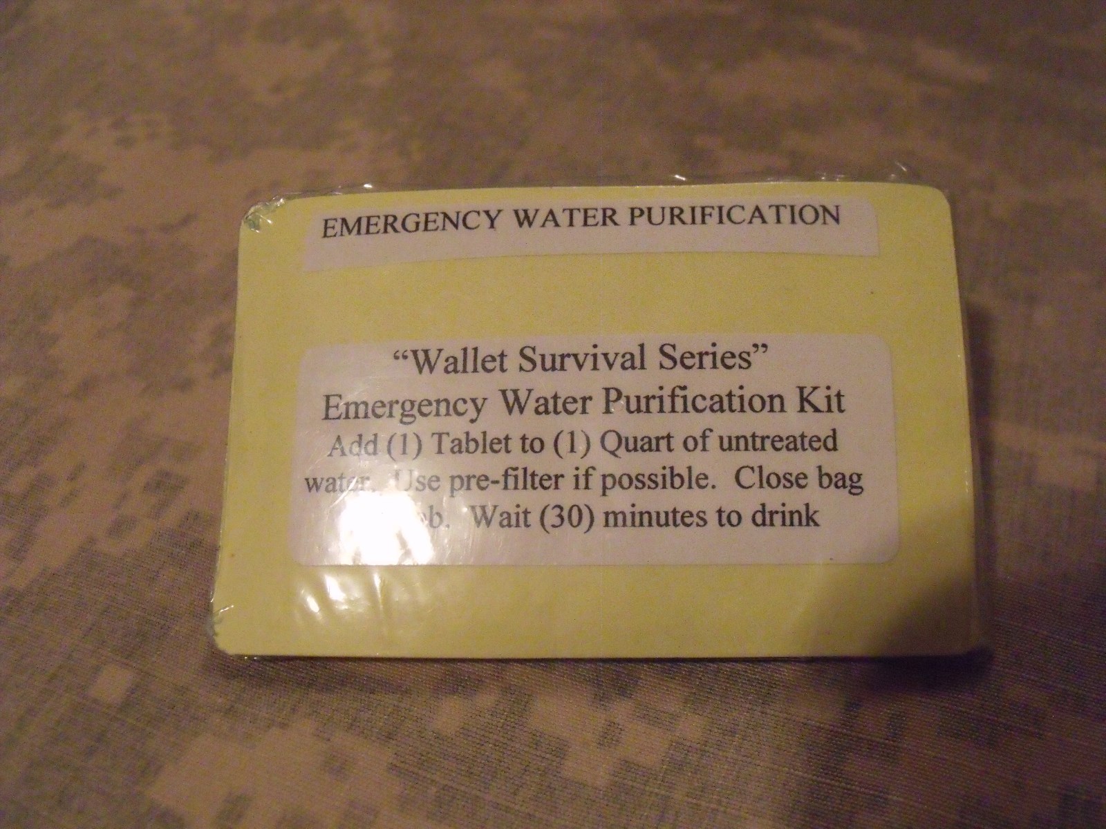 “Wallet Survival Series”: Emergency Water Purification Kit – Purify 2 1/2 Gallon