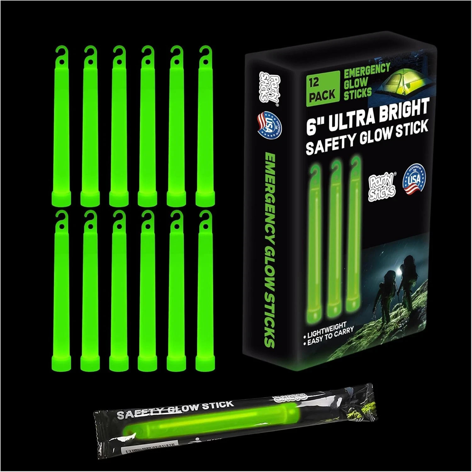 Emergency Glow Sticks – 12 Ultra Bright Individually Wrapped Military Grade Chem