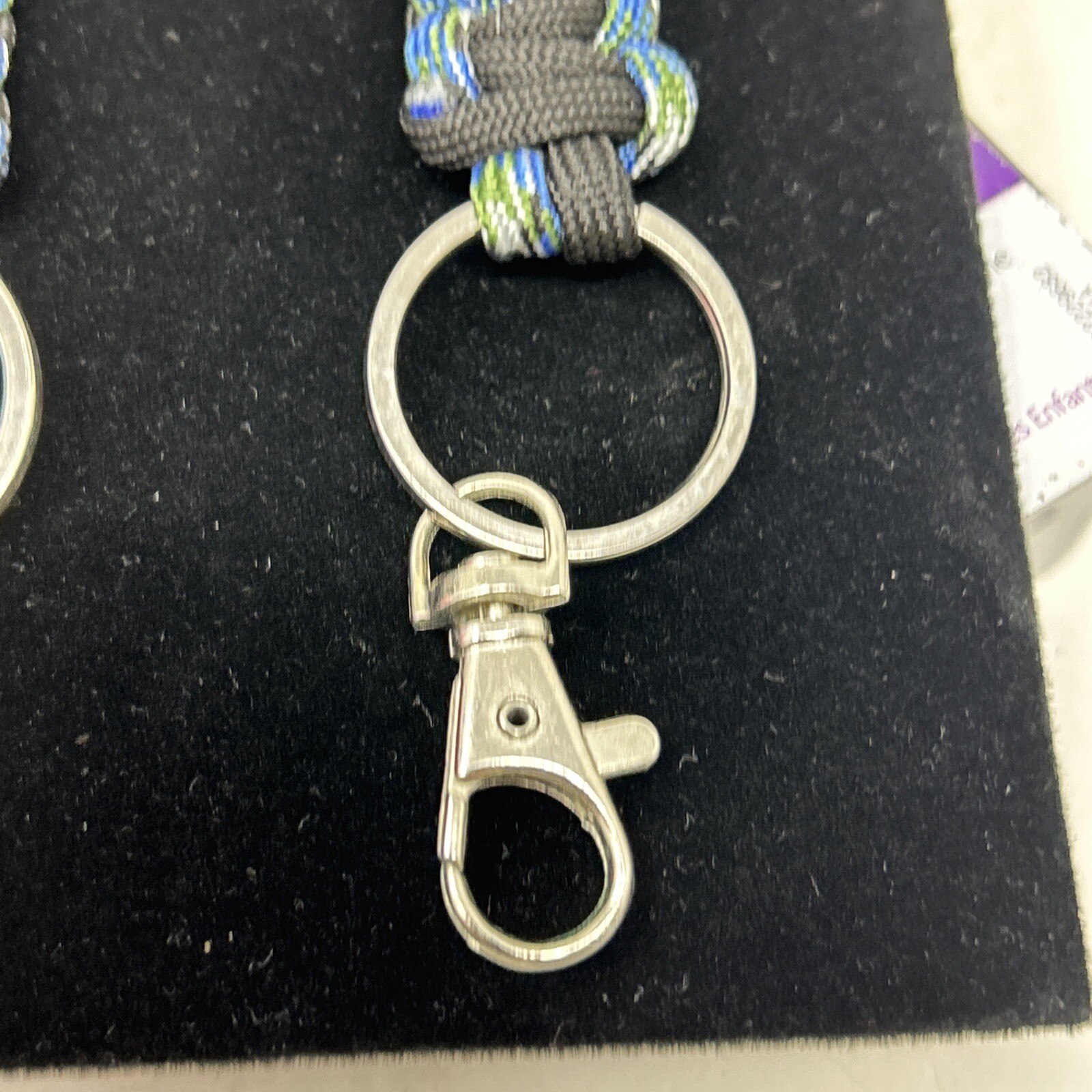 2Pcs Paracord Keychains Braided Paracord Lanyard Keychain Clip Blue Tint & Black