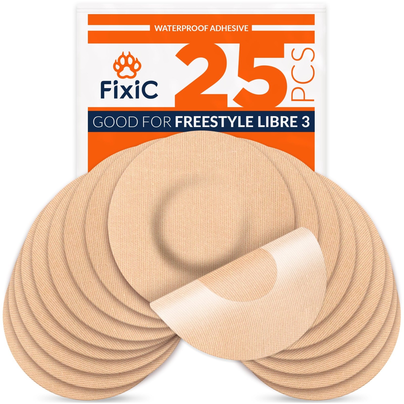 25 Pack Libre 3 Sensor Covers – Adhesive Patches for Freestyle Sensors – No Glue