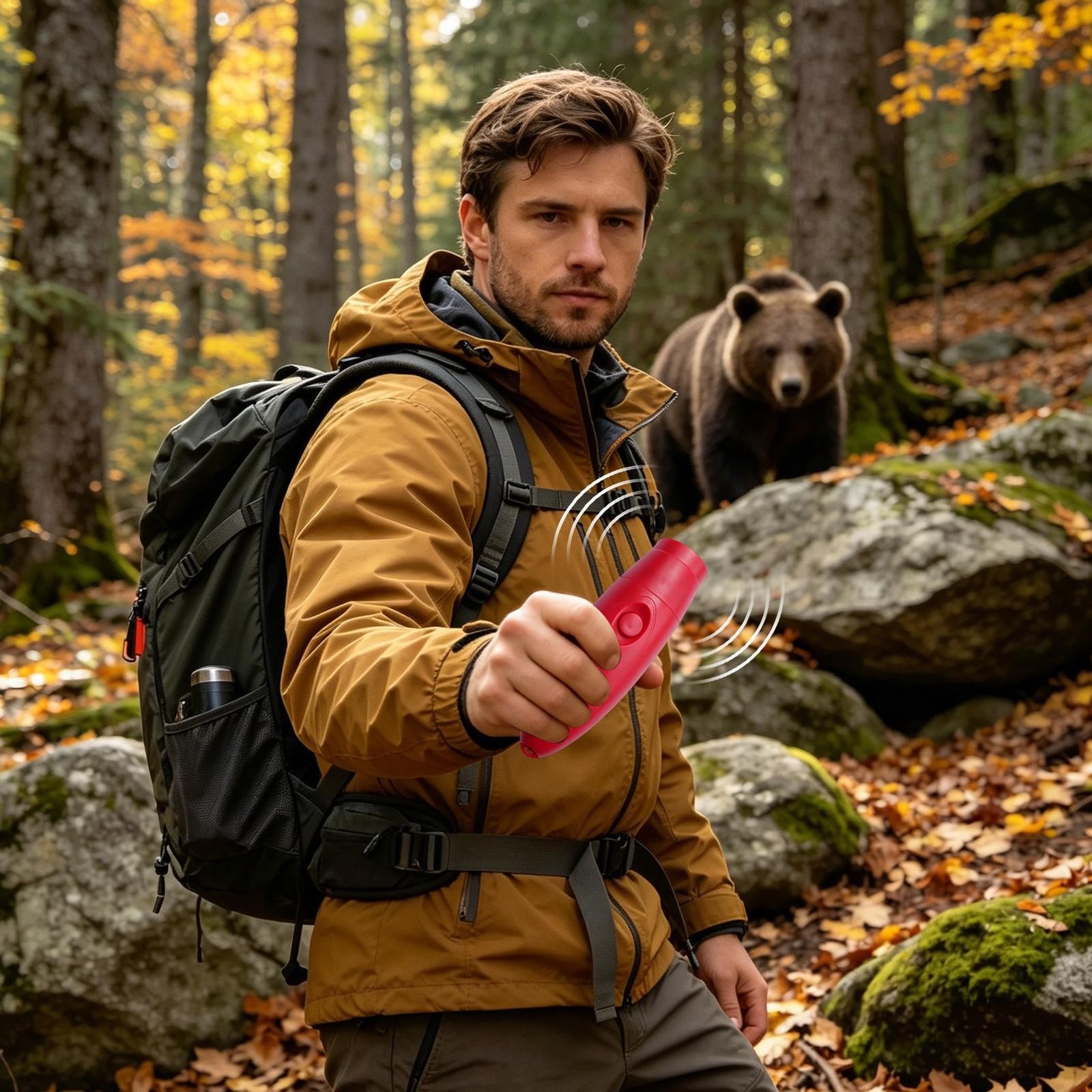 Electronic Air Bear Horn, 130dB Loud Air Horn for Safety Hiking Camping