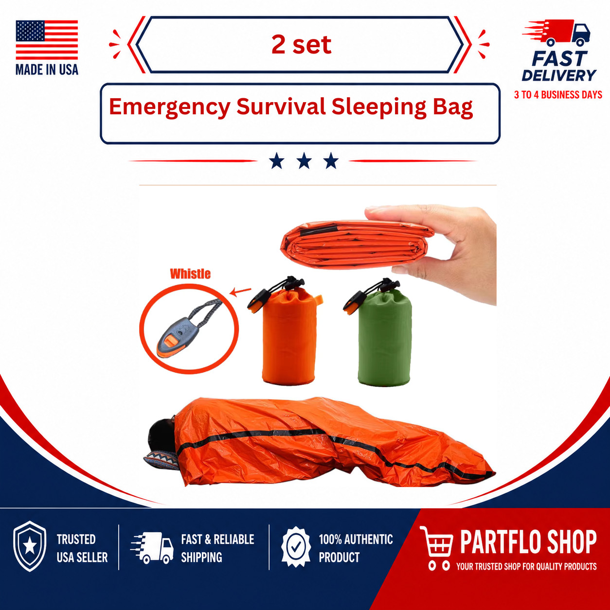 Portable Waterproof Emergency Survival Sleeping Bag Outdoor Edc