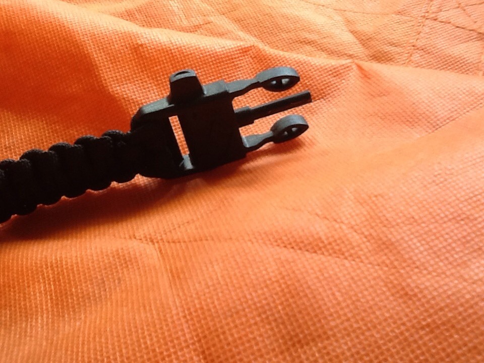 Paracord Survival Bracelet Flint Firestarter Scraper Knife Whistle Black 9 inch