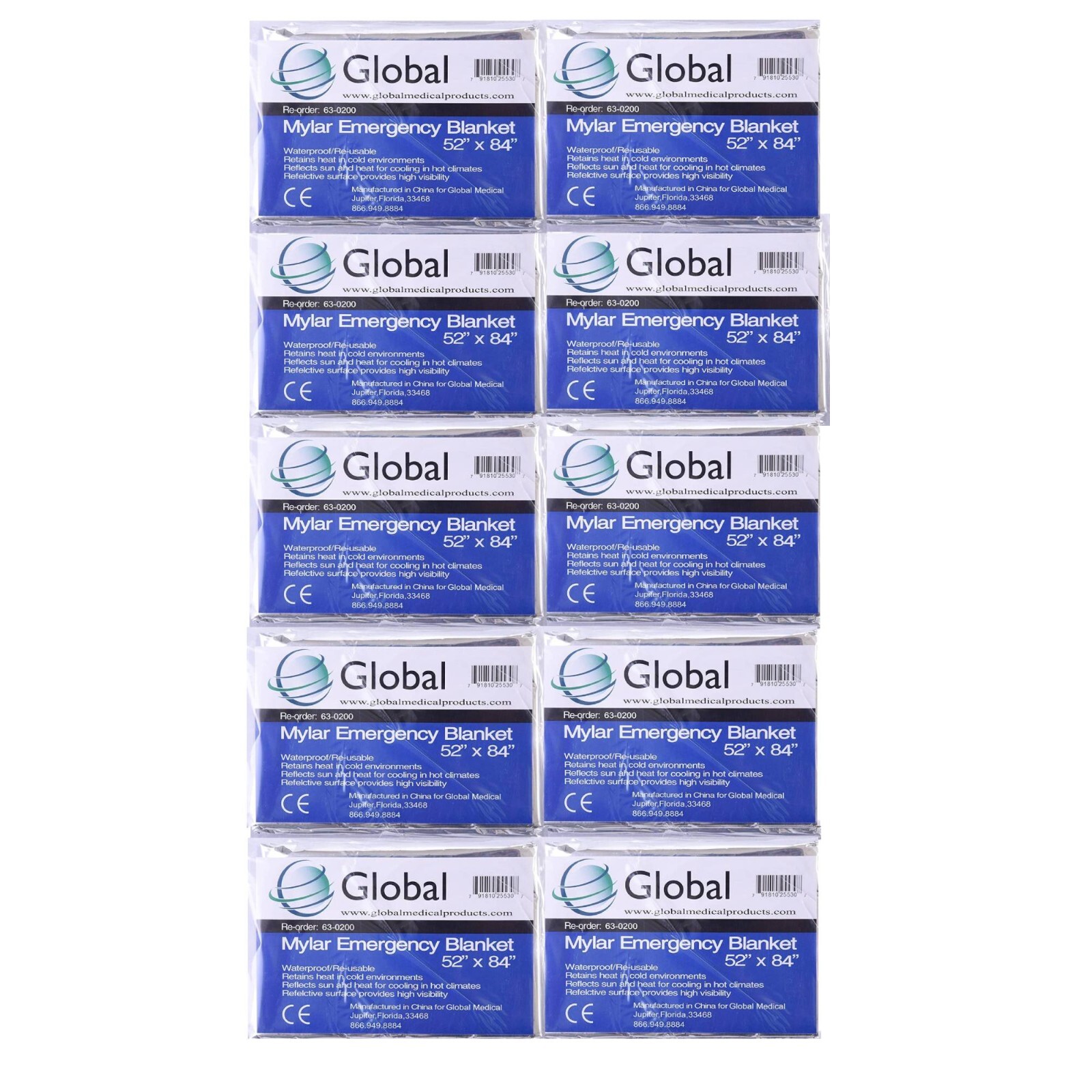 Emergency Solar Blanket Survival Safety Insulating Mylar Thermal Heat-10 Pack