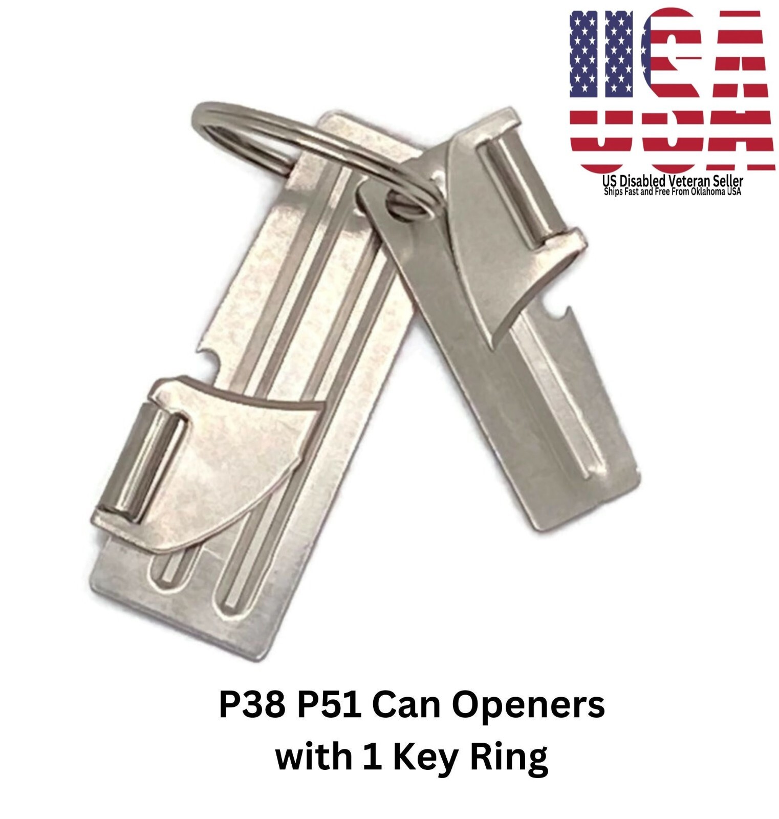 3 PIECE BUNDLE P38 and P51 CAN OPENERS W/KEY RING US MILITARY ISSUE SHIPS FREE