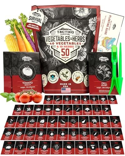 50 Vegetable, Herb & Fruit Seed Kit – U.S.A. Harvested Varieties – Over