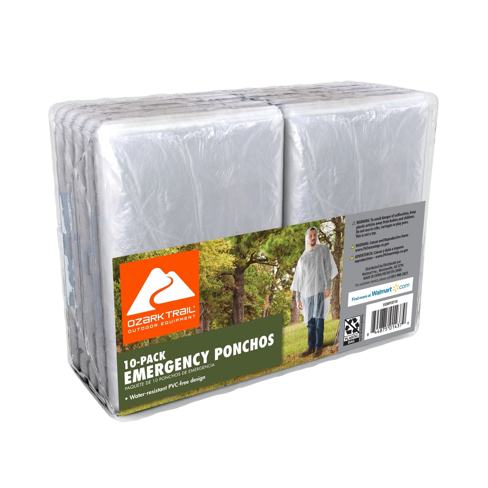 Ozark Trail Clear Emergency Poncho – 10 Pack