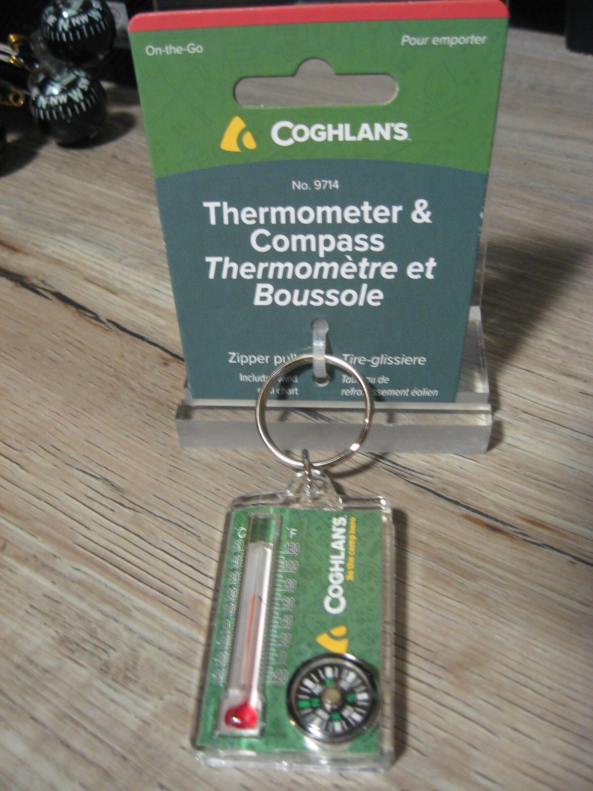 Coghlan’s Thermometer & Compass Key Chain Compact Lightweight Survival 9714