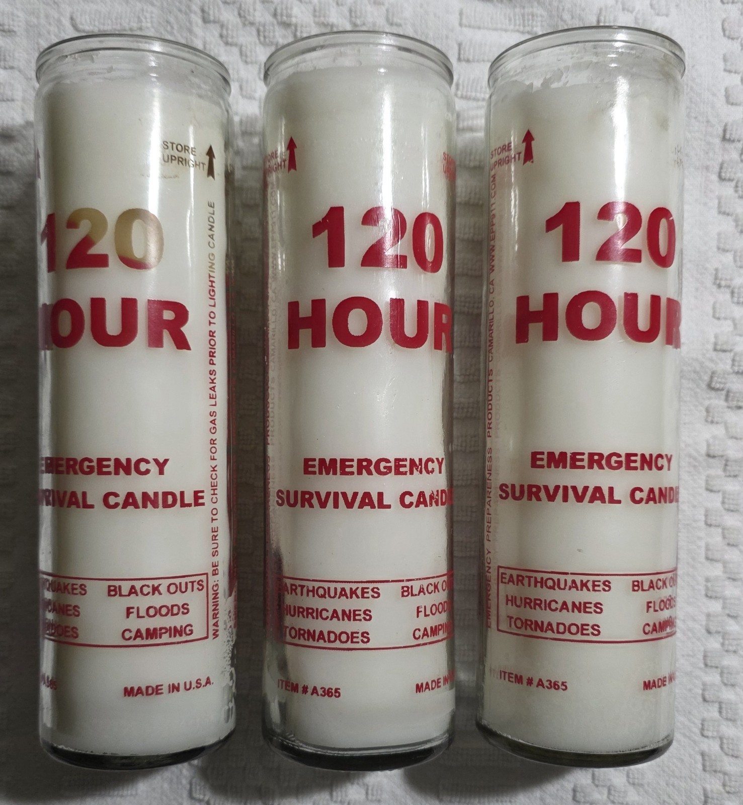 Emergency Survival Candle 120 Hr. A365 Usa Blackout Disaster Hurricane Tornado