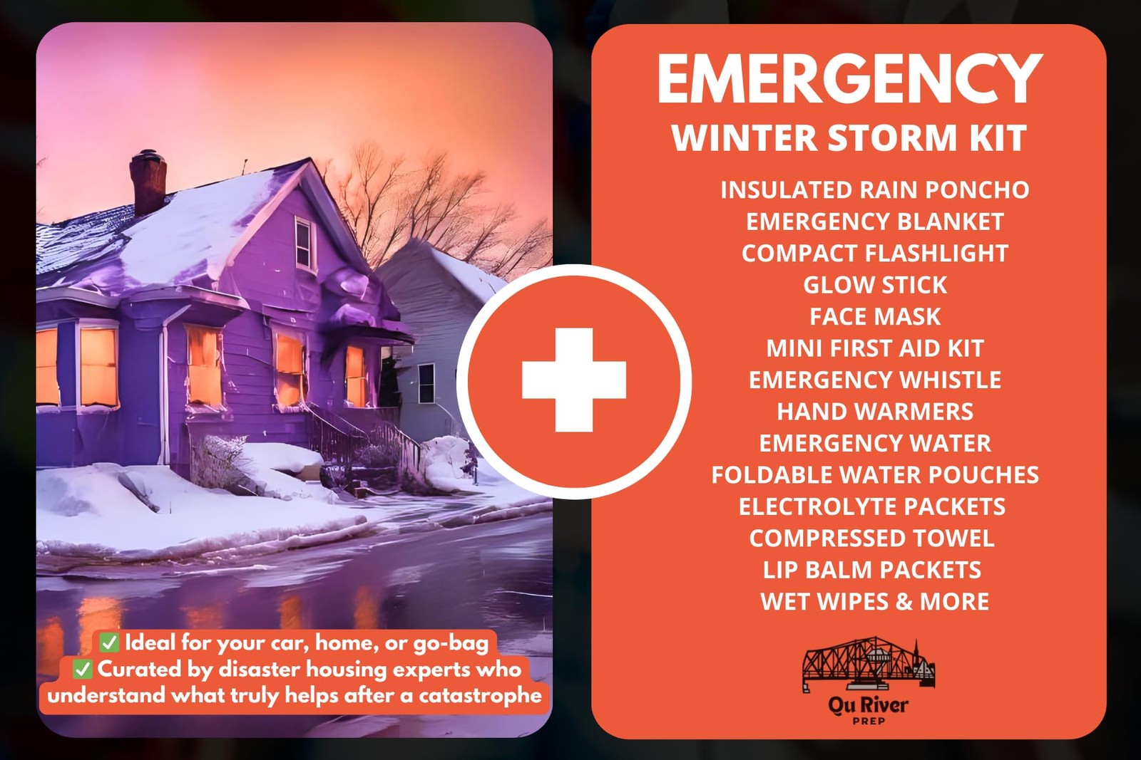 2pk Winter Storm Emergency Kit (Compact Flashlight Version) – 15 Essential It…