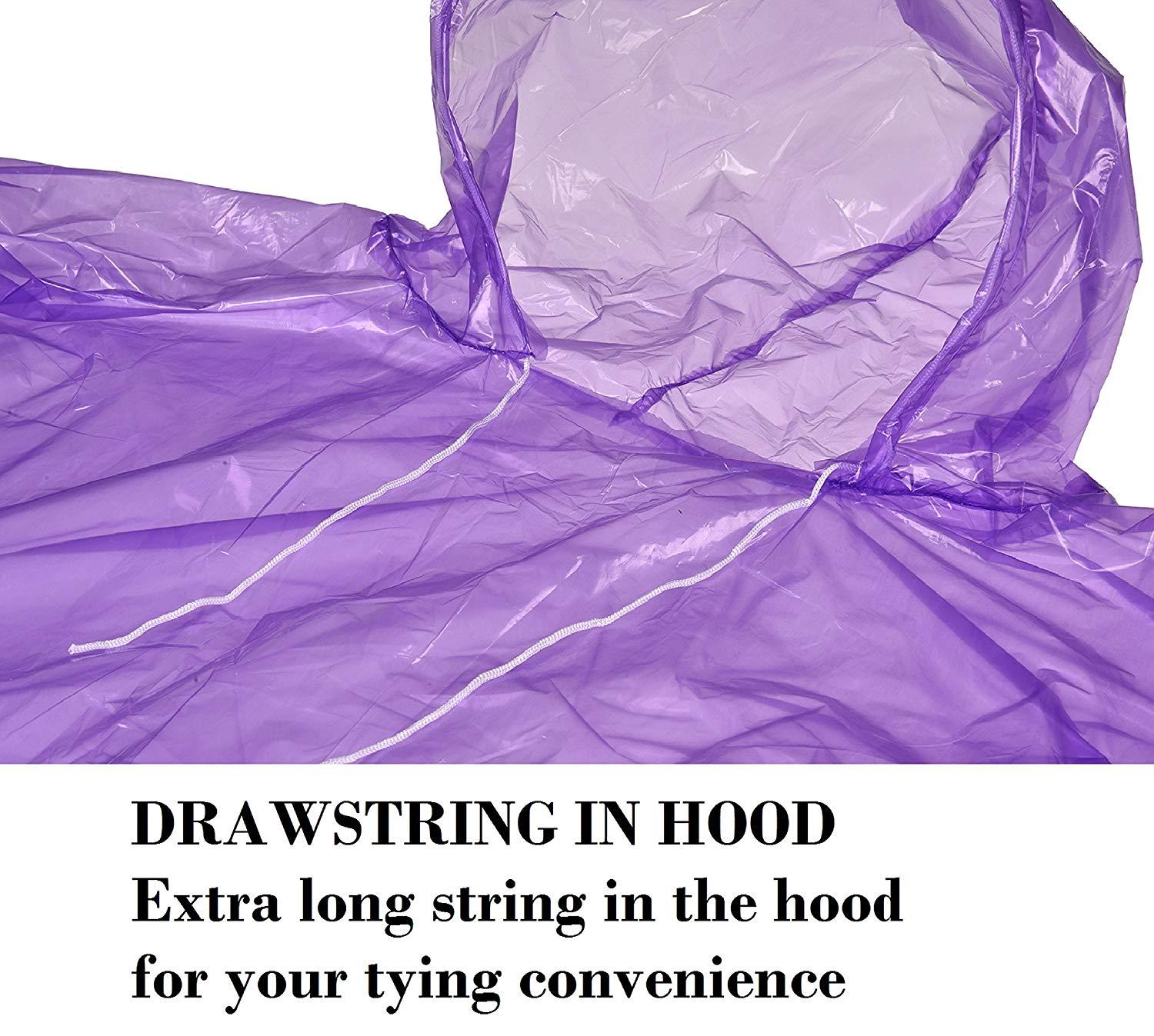 RAIN PONCHOS Survival W/Hood Drawstring FREE Phone Pouch Waterproof EMERGENCY