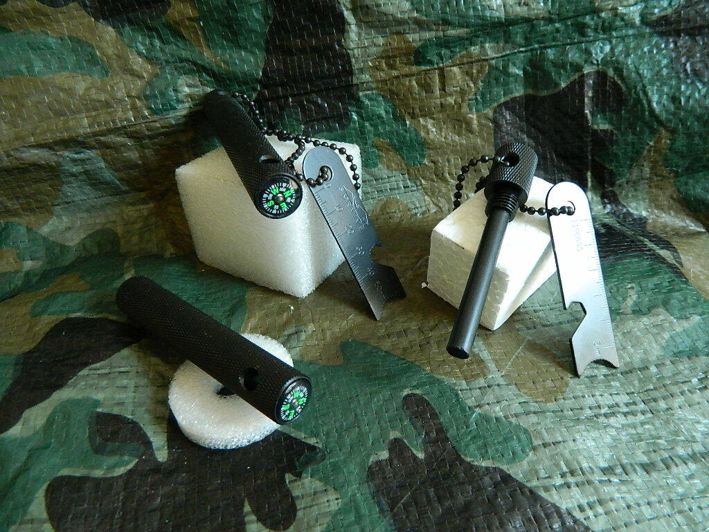 TWO 2.5 EIGHT IN ONE MAGNESIUM FERRO PREMIUM FLINTS W/COMPASS-MORE-NEW-US DEALER