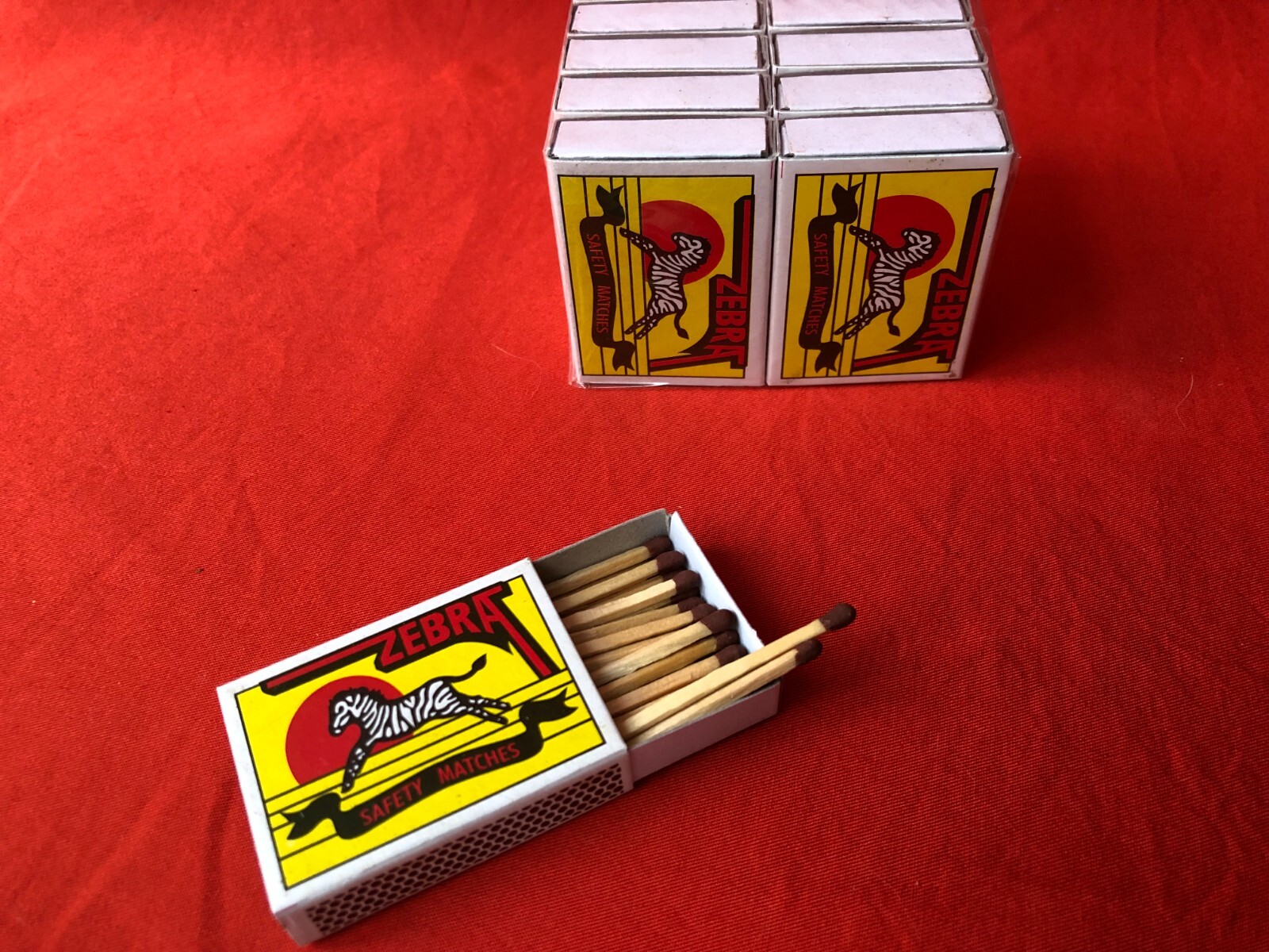 ZEBRA SAFETY MATCHES BOX OF 10 MATCHES WITH NO STICKS – EMPTY BOXES