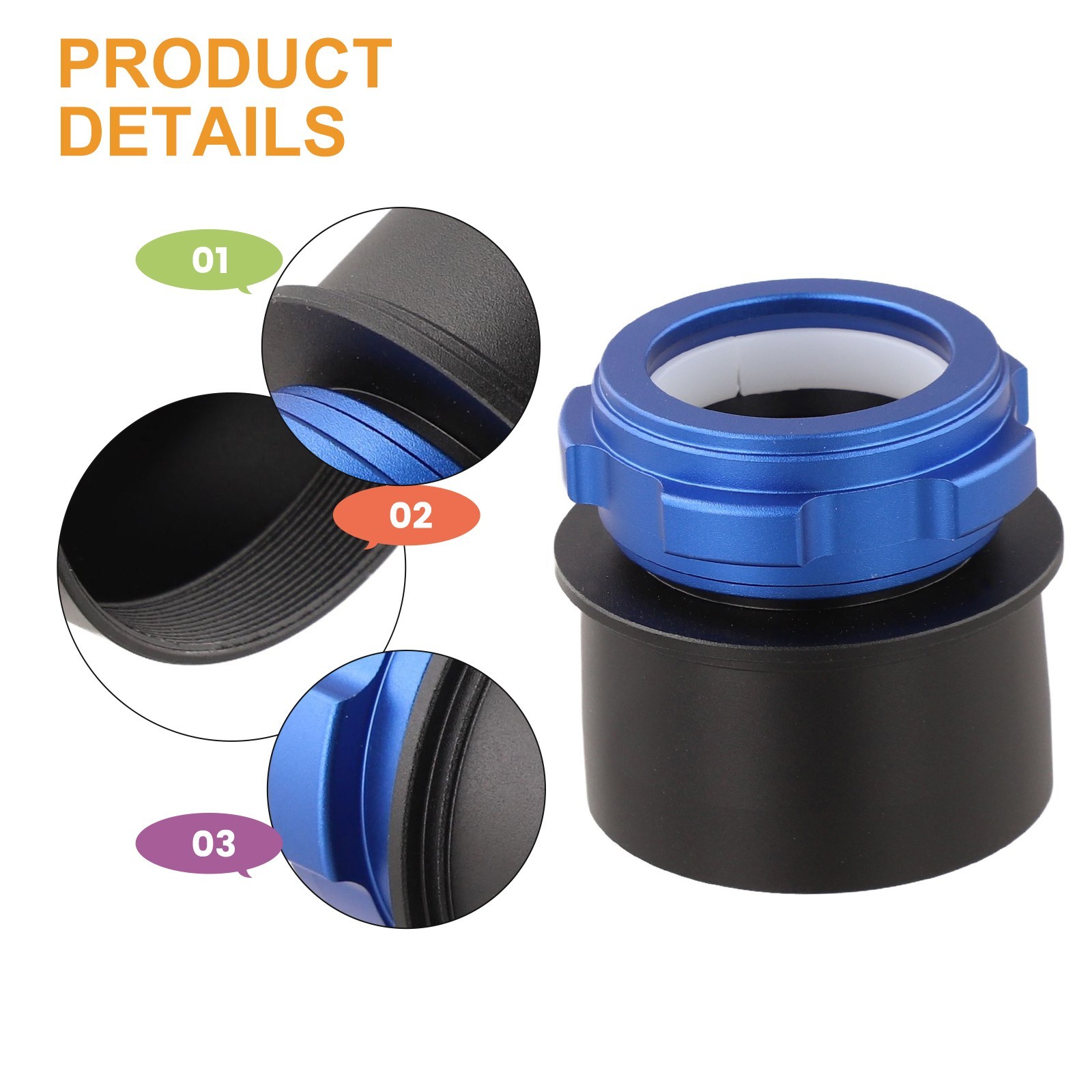 Aluminum Alloy Coaxial Lock Adapter for Telescopes M42M48 for 2 to 1 25