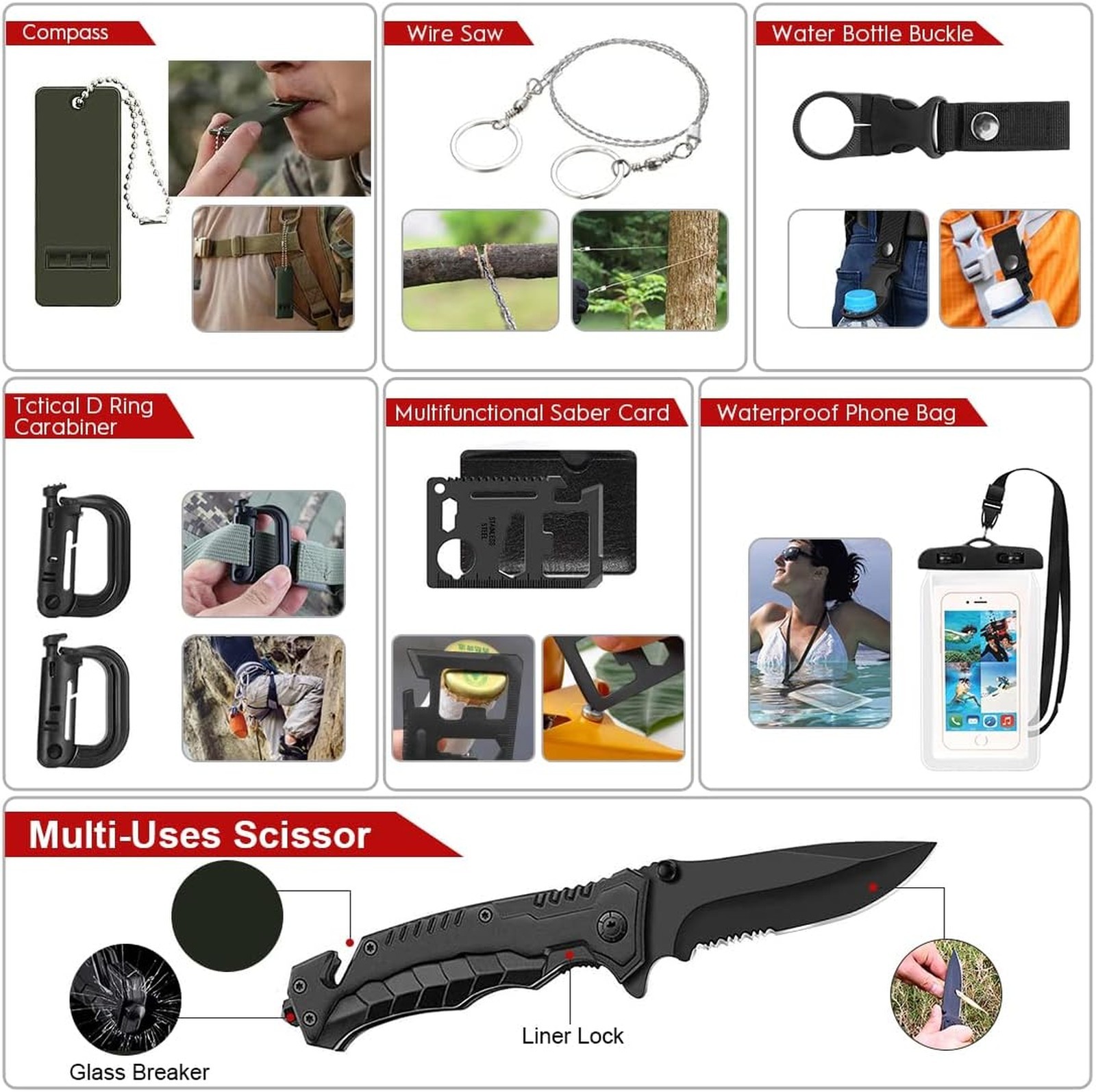 Survival Kit 251 Pcs First Aid Gear Molle System Bag Emergency Tent Outdoor