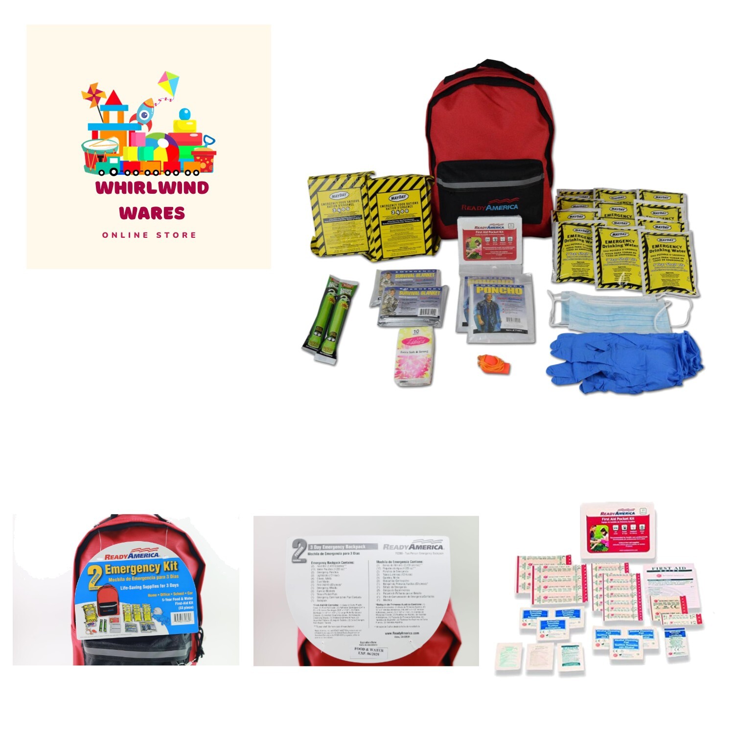 72 Hour Emergency Kit, 2-Person, 3-Day Backpack, Includes First Aid Kit, Surv…