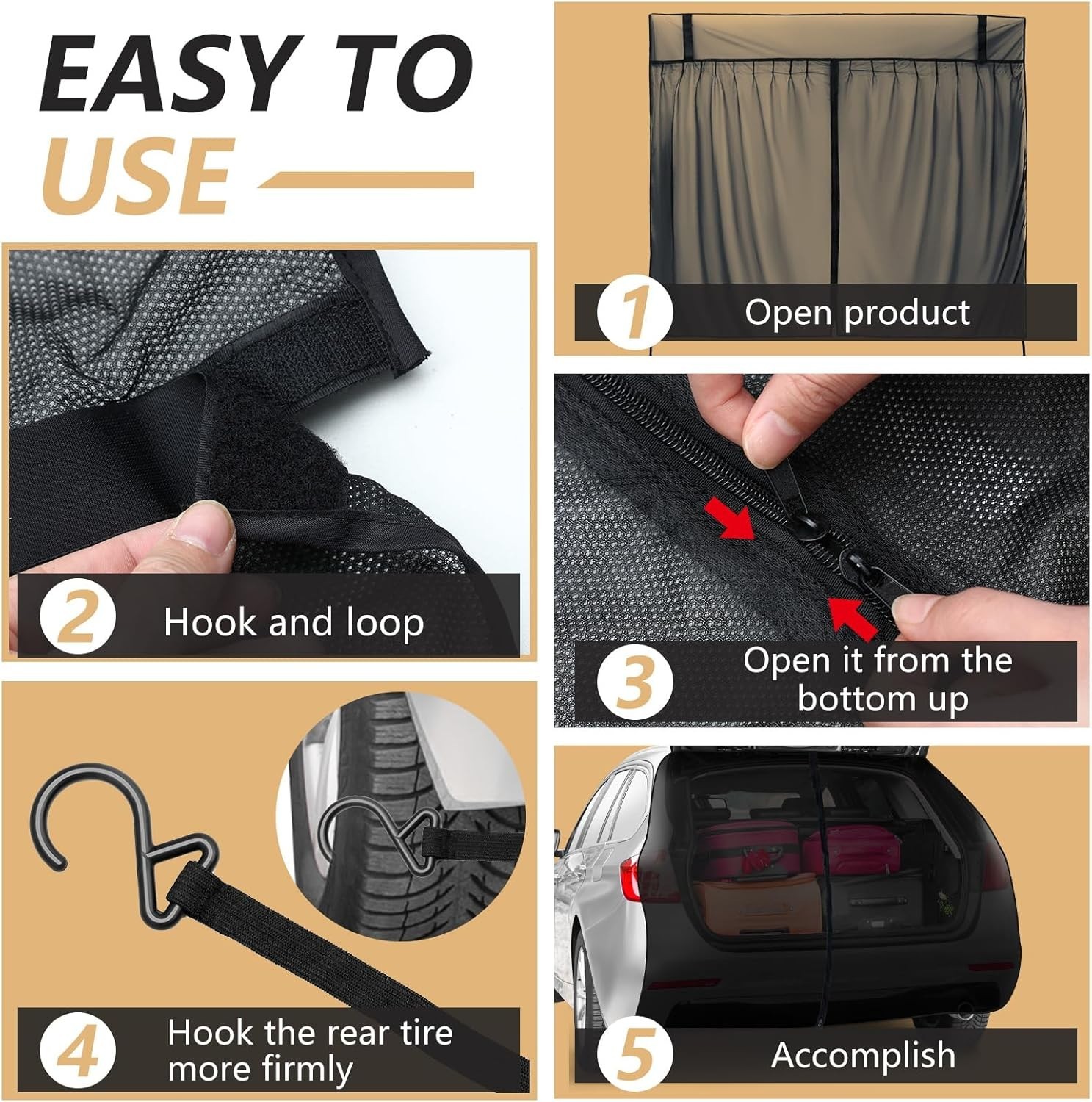 Breathable Tailgate Bug Screen with Magnetic Fasteners – Perfect for Camping