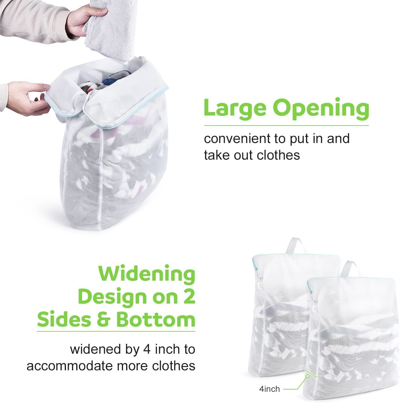 OTraki Large Mesh Laundry Bags 24×32 inch Hanging 24 x 32 inch, White