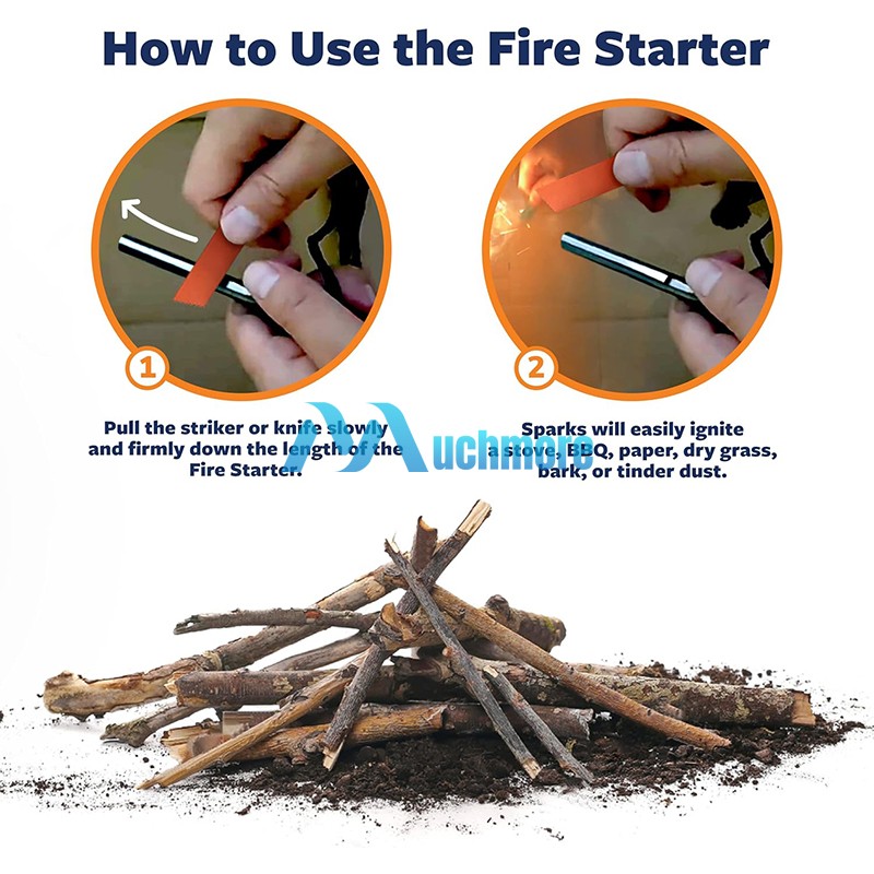10x 1-1/2IN Mini Emergency Flint Fire Starter Rod Lighter Magnesium Camping Tool