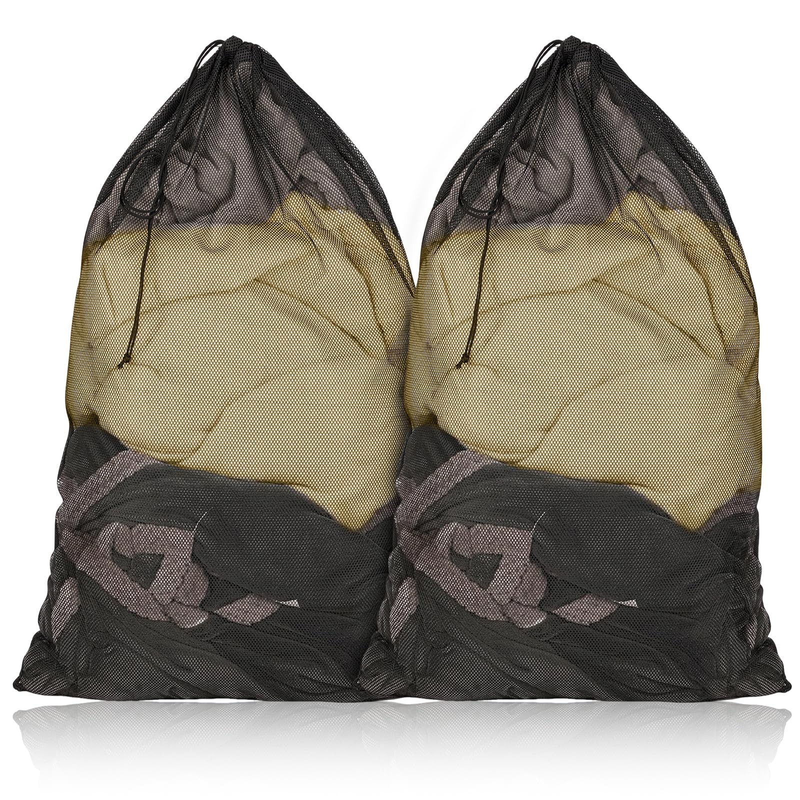 CNDNO 2 Pcs Mesh Laundry Bags, 24×35 Inches Large Large, Black