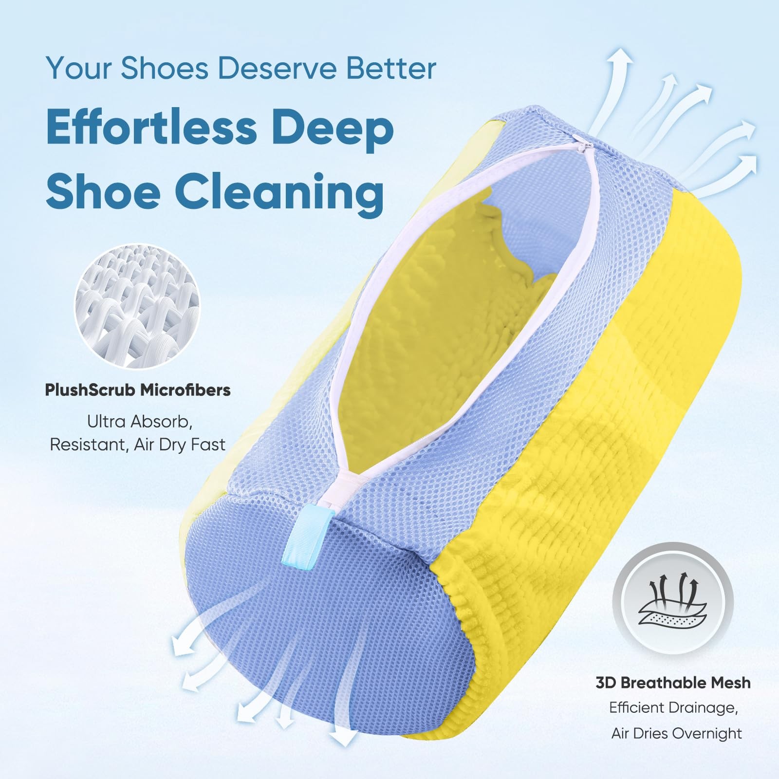Shoe Washing Machine Bag 2Pack – Reusable 0.47 cubic feet, Yellow