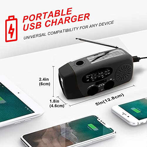 Upgrade Portable Solar Emergency Weather Radio Hand Crank AM/FM NOAA Survival