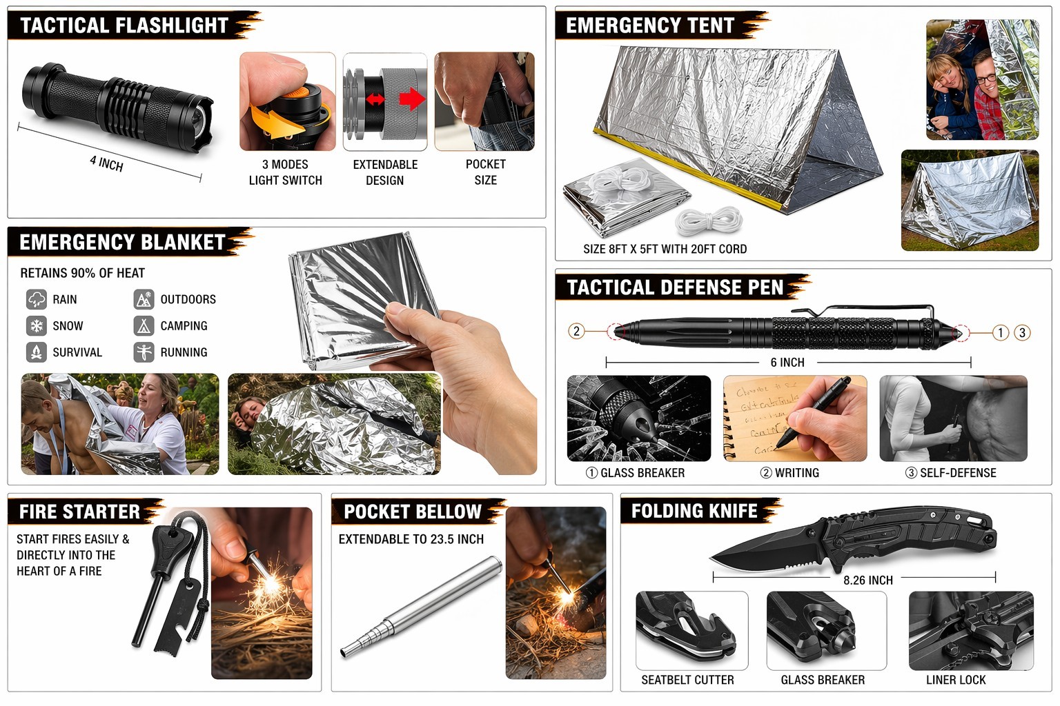 100+ PCS Survival Kit Emergency Tactical Pouch First Aid Gear Camping Tool Green
